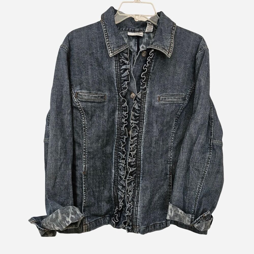 vintage boho western denim ruffle jacket